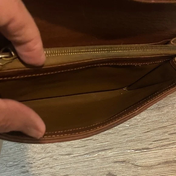 Celine Vintage Macadam Blue Denim Brown Leather Trim Wallet 7.25x4 EUC - Picture 11 of 15